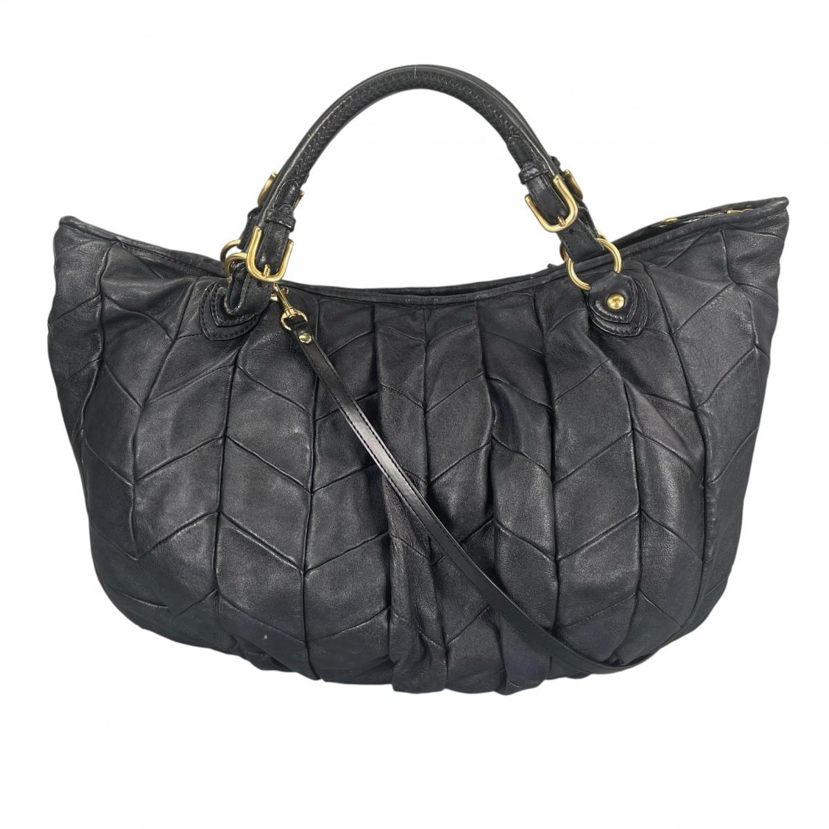 ミュウミュウ MIUMIU ハンドバッグ
 2WAY ショルダーバッグ キルティング Matelassé レザー ブラック 【SS】
 【中古】