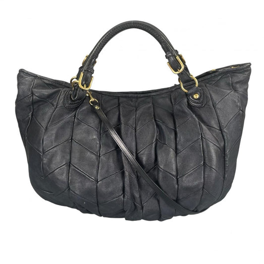 ミュウミュウ MIUMIU ハンドバッグ
 2WAY ショルダーバッグ キルティング Matelassé レザー ブラック 【SS】
 【中古】