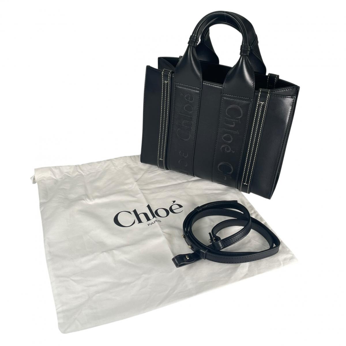 クロエ Chloe ハンドバッグ
 2WAY ショルダーバッグ スモール Woody レザー CHC23US397I60 ブラック 【SS】
 【中古】