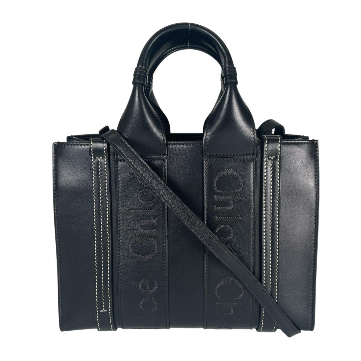 クロエ Chloe ハンドバッグ
 2WAY ショルダーバッグ スモール Woody レザー CHC23US397I60 ブラック 【SS】
 【中古】