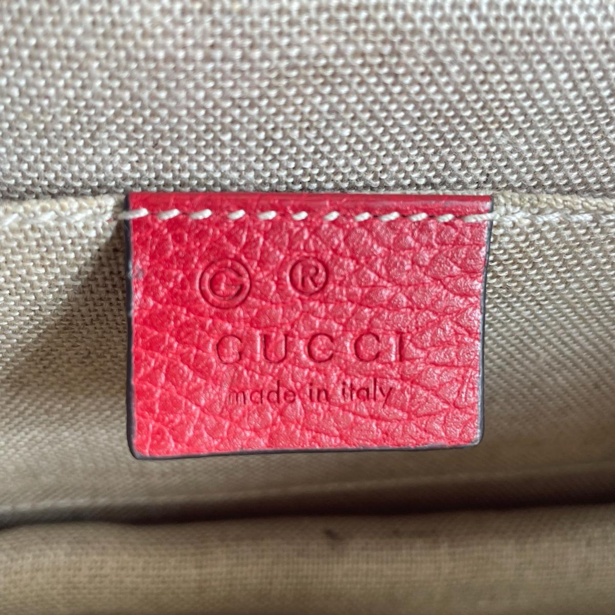 グッチ GUCCI ショルダーバッグ
 ゴールドチェーン クロスボディバッグ インターロッキングG レザー 510304 レッド 【SS】
 【中古】