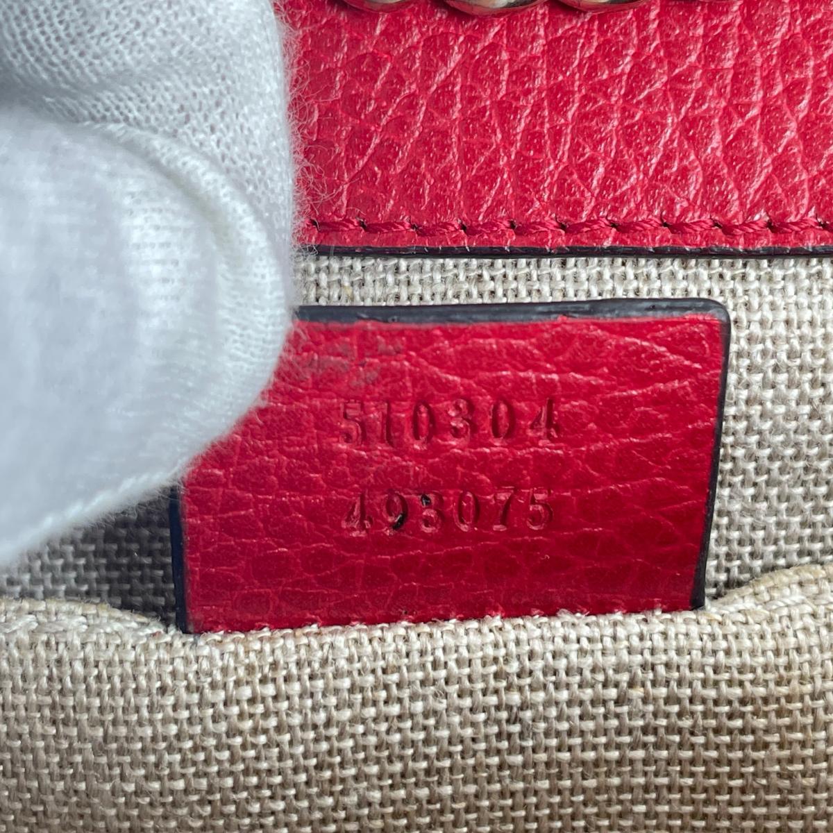グッチ GUCCI ショルダーバッグ
 ゴールドチェーン クロスボディバッグ インターロッキングG レザー 510304 レッド 【SS】
 【中古】
