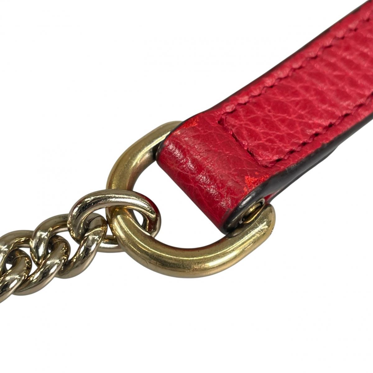 グッチ GUCCI ショルダーバッグ
 ゴールドチェーン クロスボディバッグ インターロッキングG レザー 510304 レッド 【SS】
 【中古】