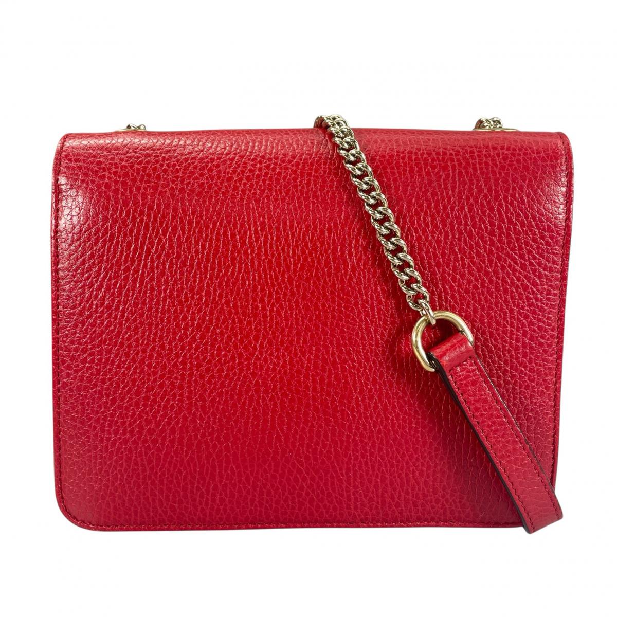 グッチ GUCCI ショルダーバッグ
 ゴールドチェーン クロスボディバッグ インターロッキングG レザー 510304 レッド 【SS】
 【中古】