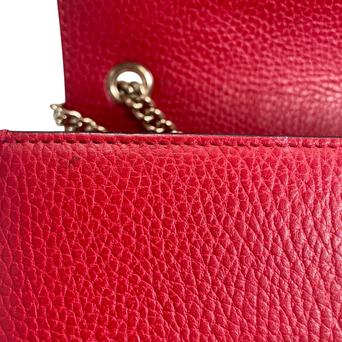 グッチ GUCCI ショルダーバッグ
 ゴールドチェーン クロスボディバッグ インターロッキングG レザー 510304 レッド 【SS】
 【中古】