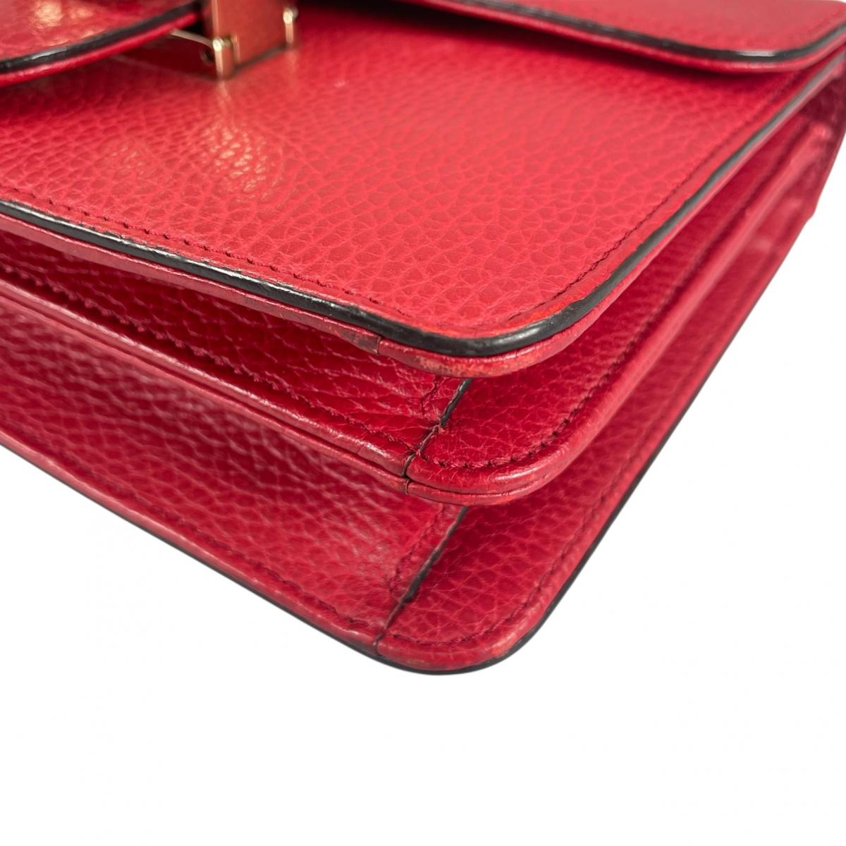 グッチ GUCCI ショルダーバッグ
 ゴールドチェーン クロスボディバッグ インターロッキングG レザー 510304 レッド 【SS】
 【中古】