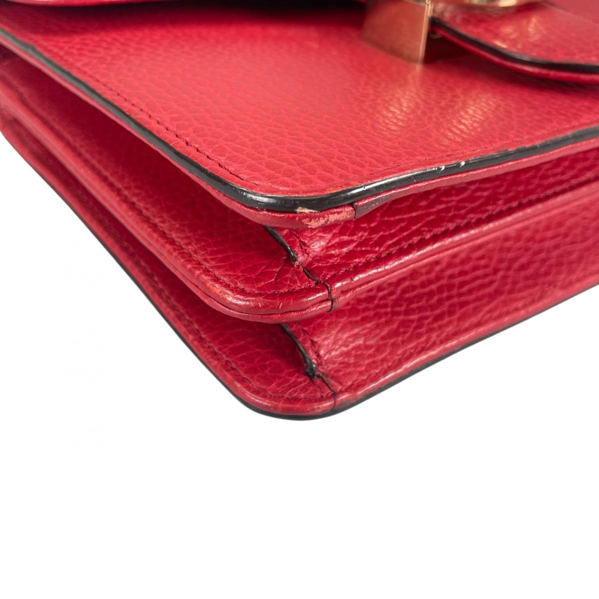 グッチ GUCCI ショルダーバッグ
 ゴールドチェーン クロスボディバッグ インターロッキングG レザー 510304 レッド 【SS】
 【中古】