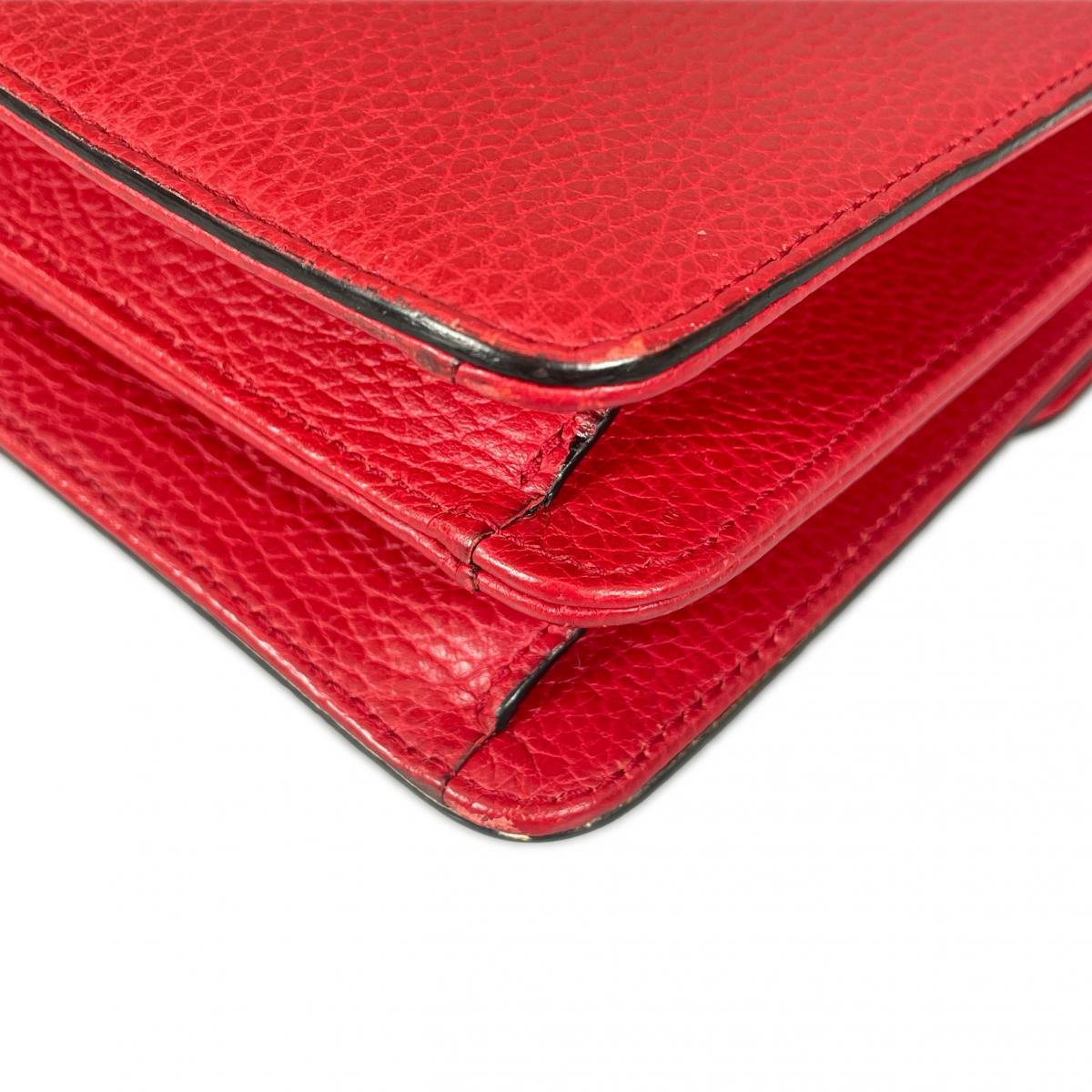 グッチ GUCCI ショルダーバッグ
 ゴールドチェーン クロスボディバッグ インターロッキングG レザー 510304 レッド 【SS】
 【中古】