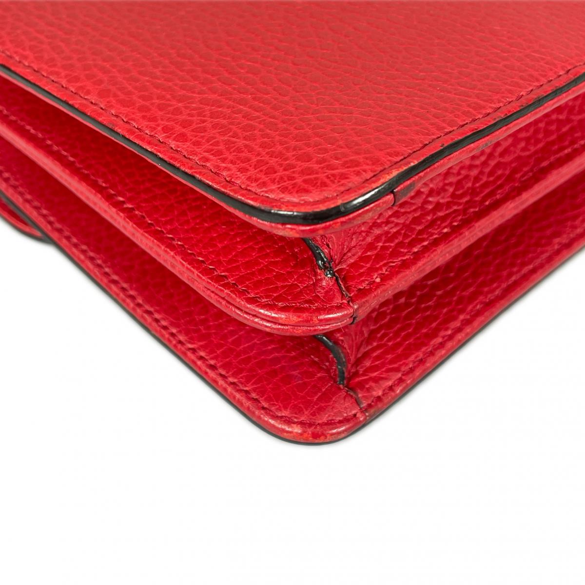 グッチ GUCCI ショルダーバッグ
 ゴールドチェーン クロスボディバッグ インターロッキングG レザー 510304 レッド 【SS】
 【中古】