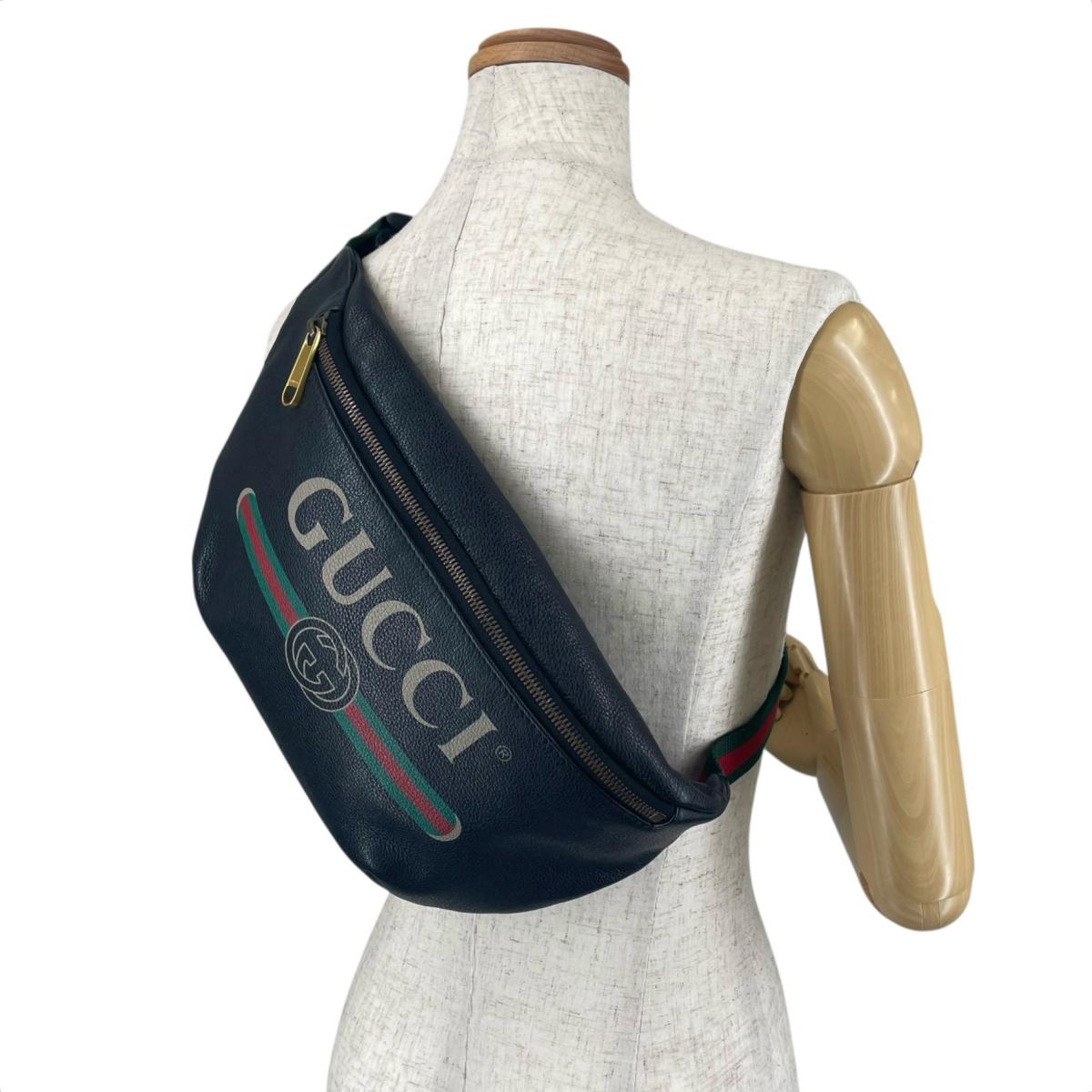 グッチ GUCCI ボディバッグ
 ボディバッグ スモールベルトバッグ シェリーライン レザー 530412 ブラック 【SS】
 【中古】