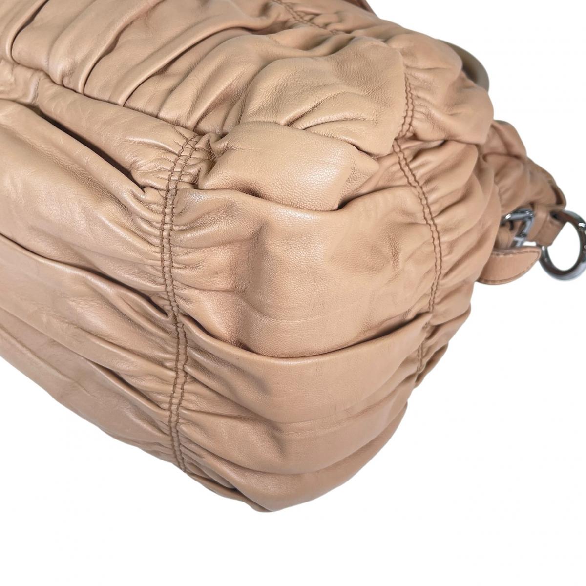 プラダ PRADA ハンドバッグ
 ハンドバッグ 2WAY ショルダーバッグ ナッパゴーフル レザー BN1702 ベージュ 【SS】
 【中古】