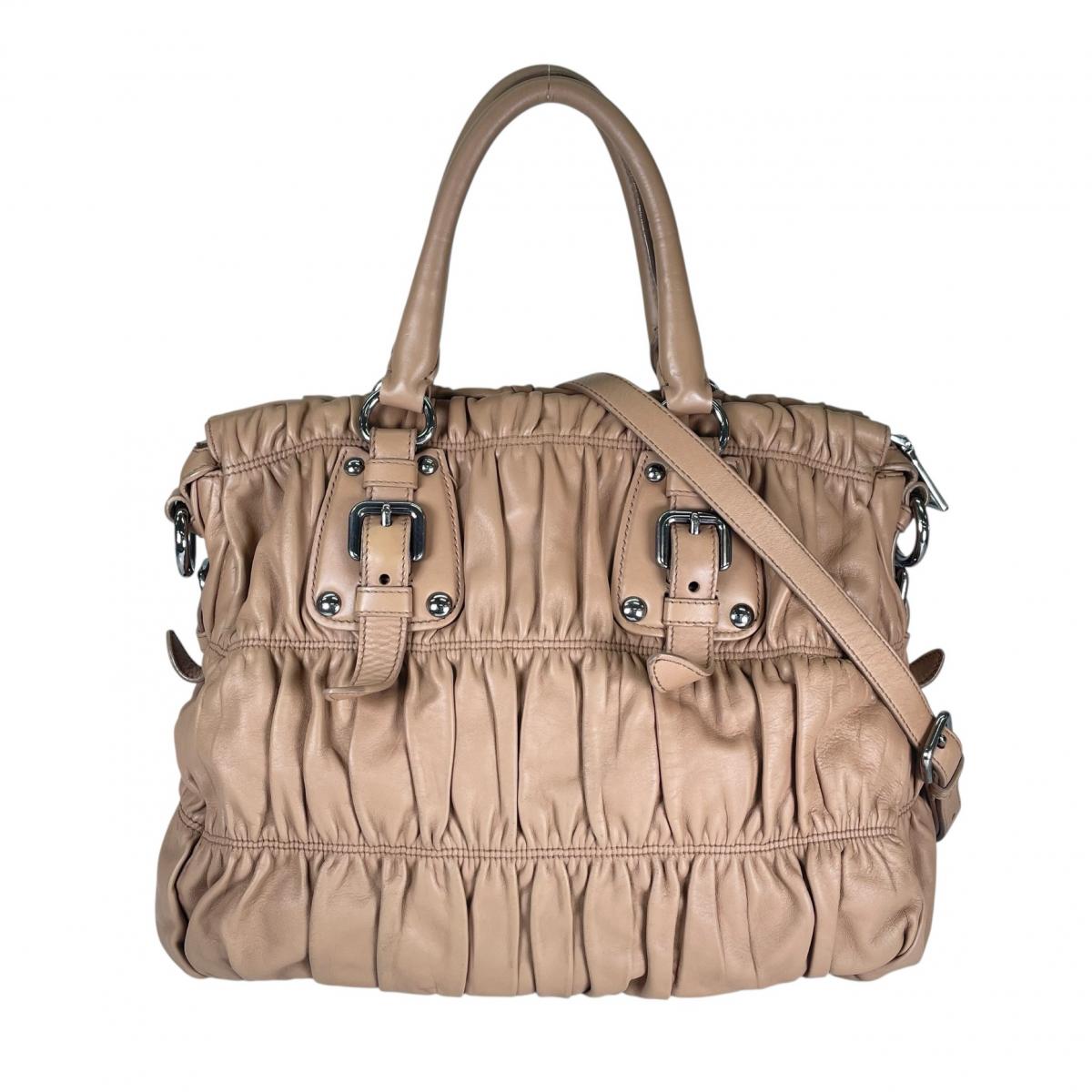 プラダ PRADA ハンドバッグ
 ハンドバッグ 2WAY ショルダーバッグ ナッパゴーフル レザー BN1702 ベージュ 【SS】
 【中古】