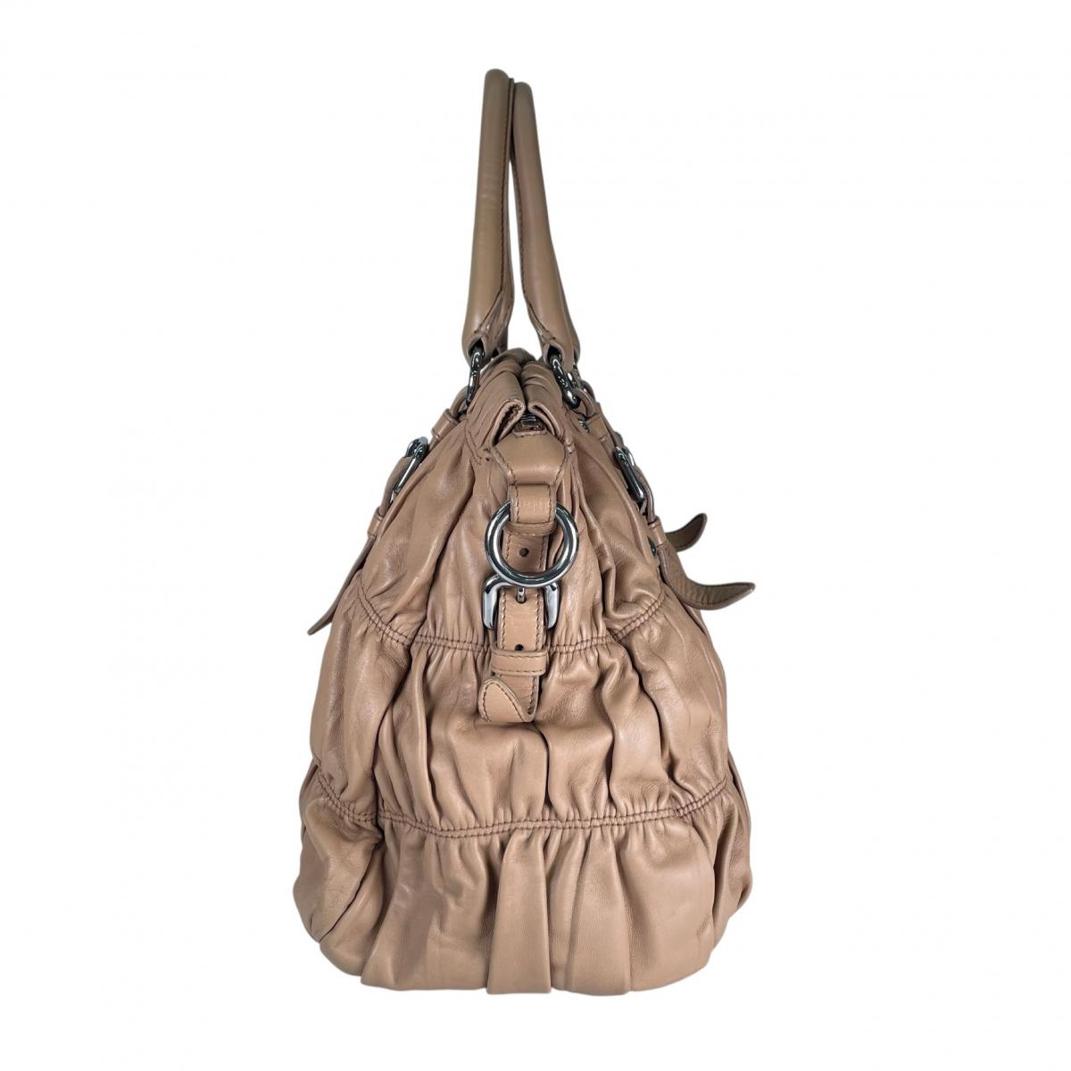 プラダ PRADA ハンドバッグ
 ハンドバッグ 2WAY ショルダーバッグ ナッパゴーフル レザー BN1702 ベージュ 【SS】
 【中古】