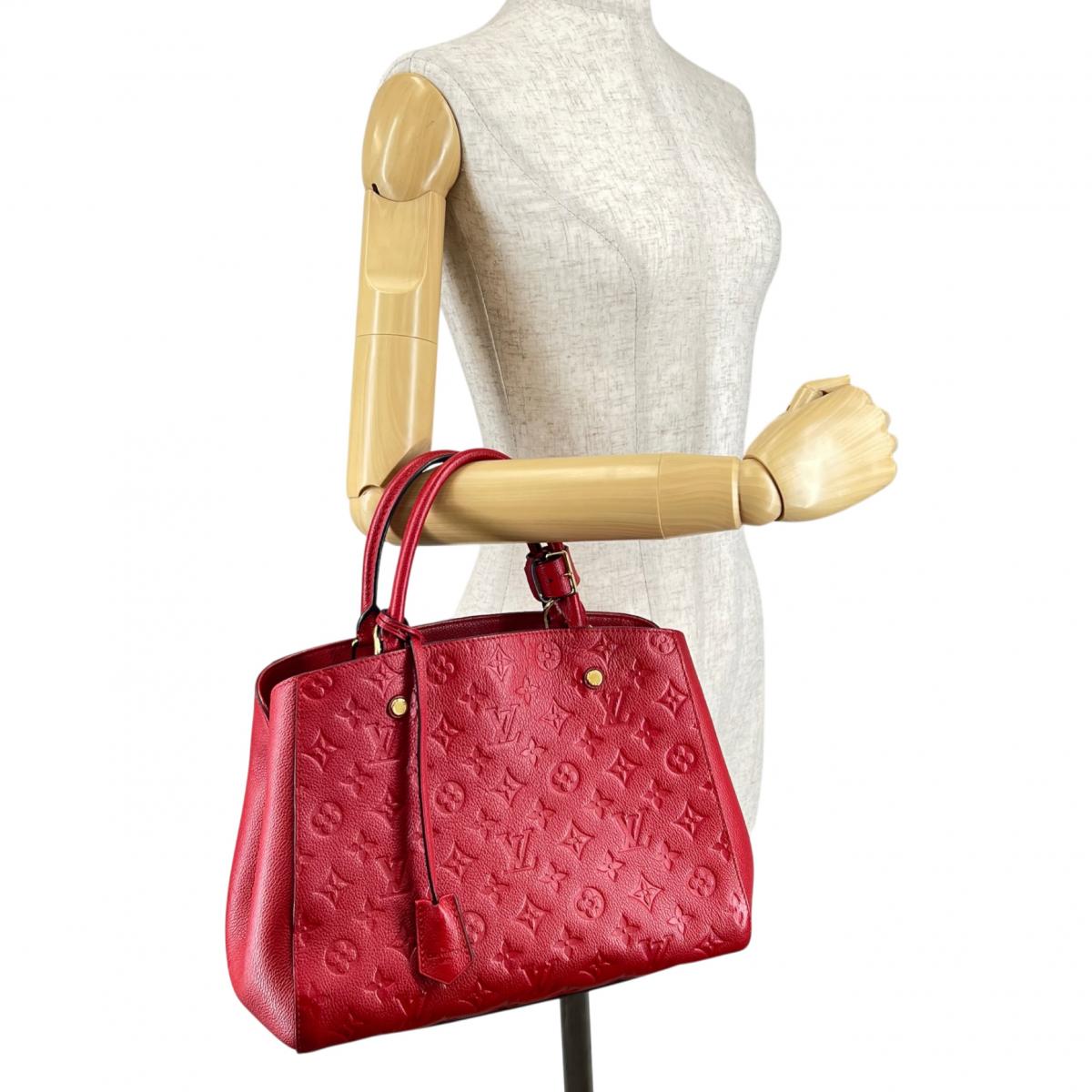 ルイヴィトン LOUIS VUITTON ハンドバッグ
 ワンショルダー スリーズ モンテーニュMM モノグラムアンプラント M41194 レッド LV
 【SS】
 【中古】