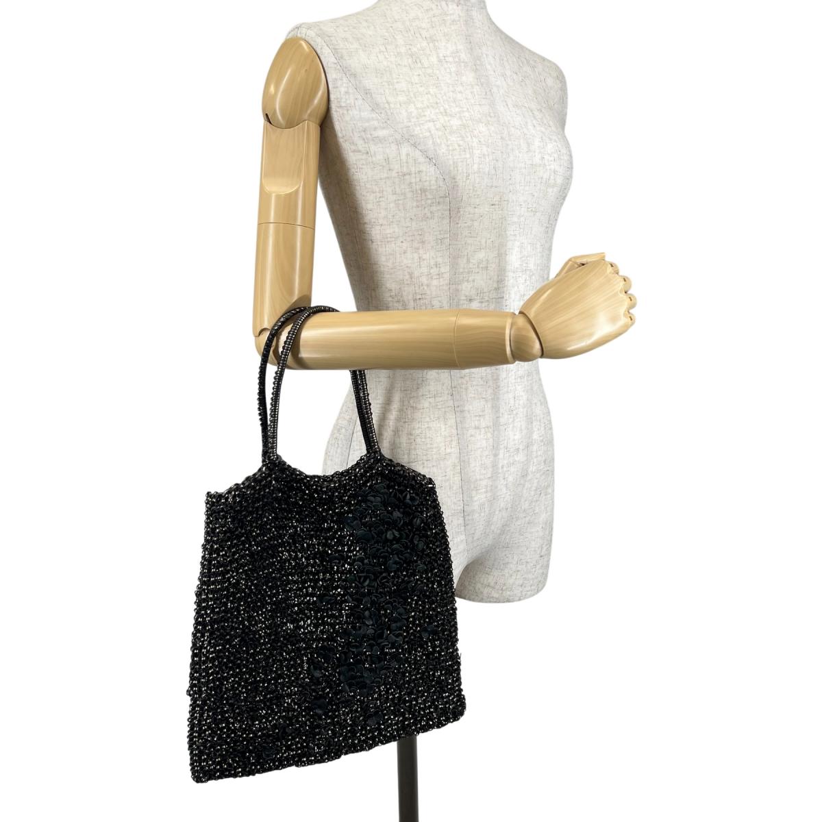 アンテプリマ ANTEPRIMA ハンドバッグ
 ワイヤーバッグ グリッター フラワーモチーフ ワイヤー ブラック 【SS】
 【中古】