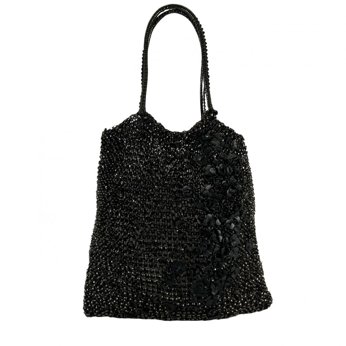 アンテプリマ ANTEPRIMA ハンドバッグ
 ワイヤーバッグ グリッター フラワーモチーフ ワイヤー ブラック 【SS】
 【中古】