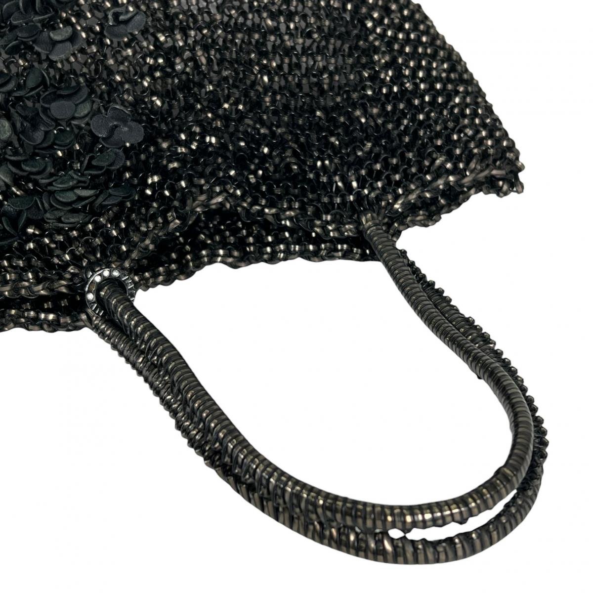 アンテプリマ ANTEPRIMA ハンドバッグ
 ワイヤーバッグ グリッター フラワーモチーフ ワイヤー ブラック 【SS】
 【中古】