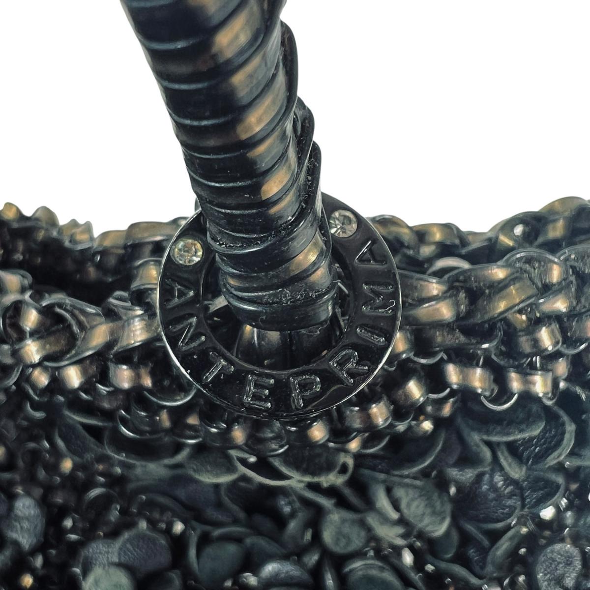 アンテプリマ ANTEPRIMA ハンドバッグ
 ワイヤーバッグ グリッター フラワーモチーフ ワイヤー ブラック 【SS】
 【中古】