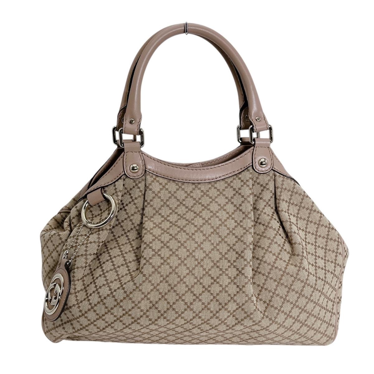 グッチ GUCCI トートバッグ
 ハンドバッグ ディアマンテキャンバス スーキーバッグ キャンバス 211944 ベージュ×ブラウン 【SS】
 【中古】