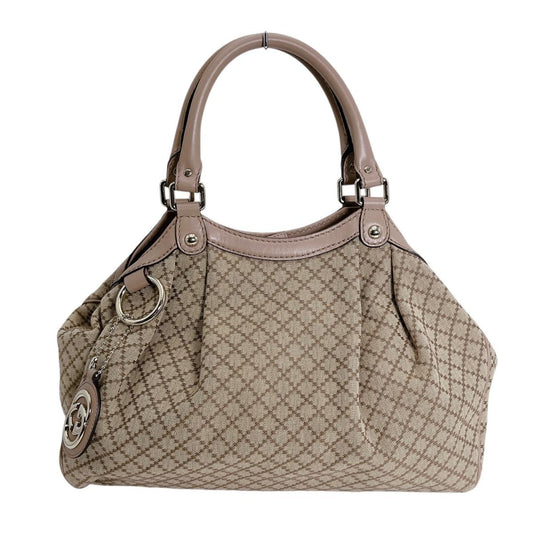 グッチ GUCCI トートバッグ
 ハンドバッグ ディアマンテキャンバス スーキーバッグ キャンバス 211944 ベージュ×ブラウン 【SS】
 【中古】