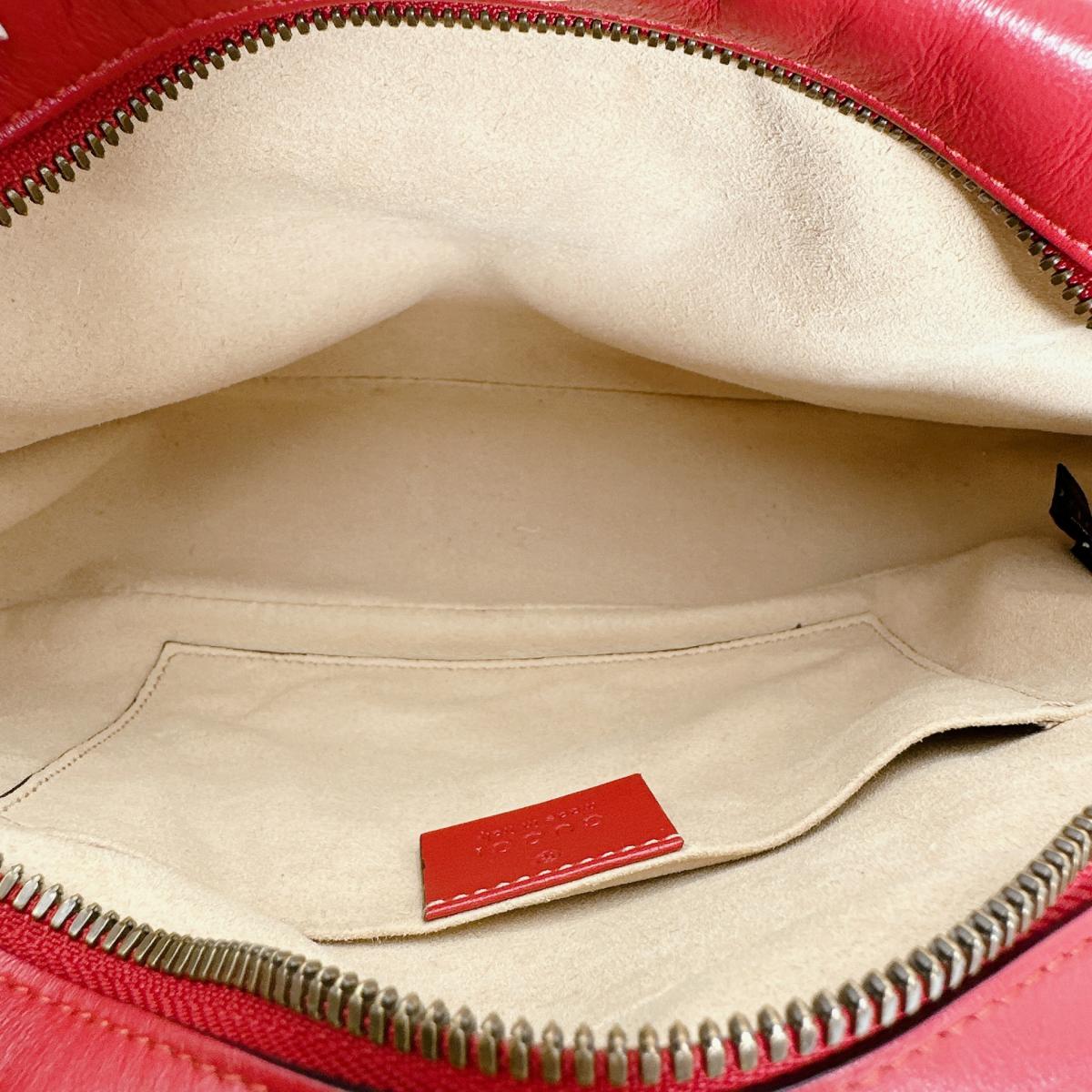 グッチ GUCCI ボディバッグ
 カメラバッグ スモール GGマーモント レザー 447632 レッド 【SS】
 【中古】