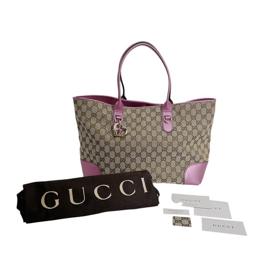 グッチ GUCCI トートバッグ
 オープントート スプリーム GG GGキャンバス 269956 ブラウン×ピンク 【SS】
 【中古】