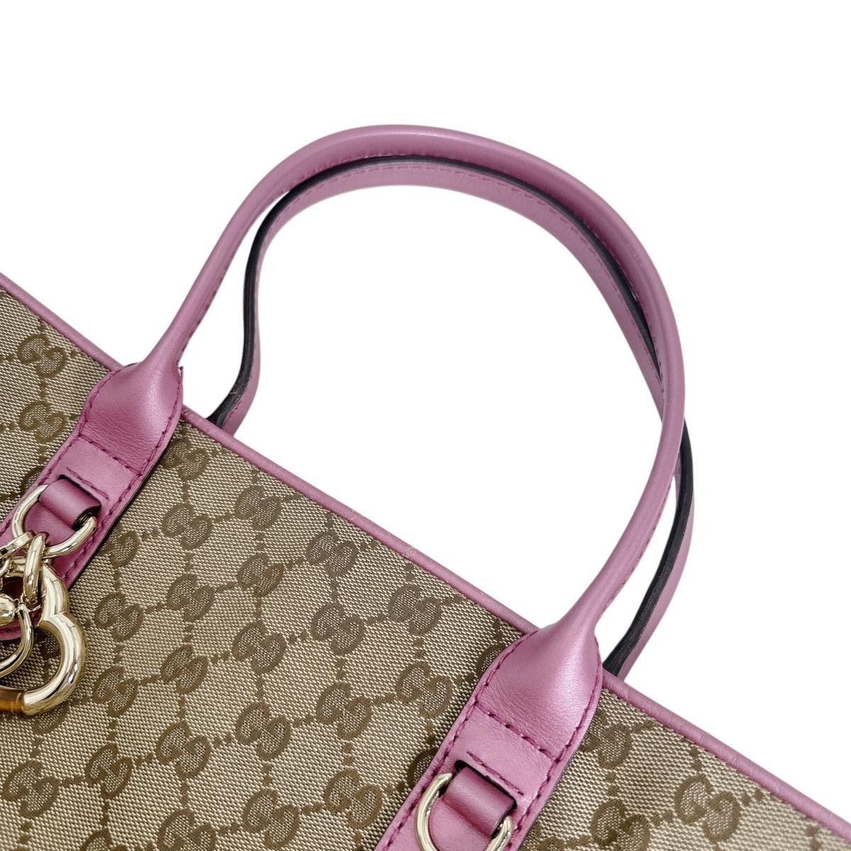 グッチ GUCCI トートバッグ
 オープントート スプリーム GG GGキャンバス 269956 ブラウン×ピンク 【SS】
 【中古】