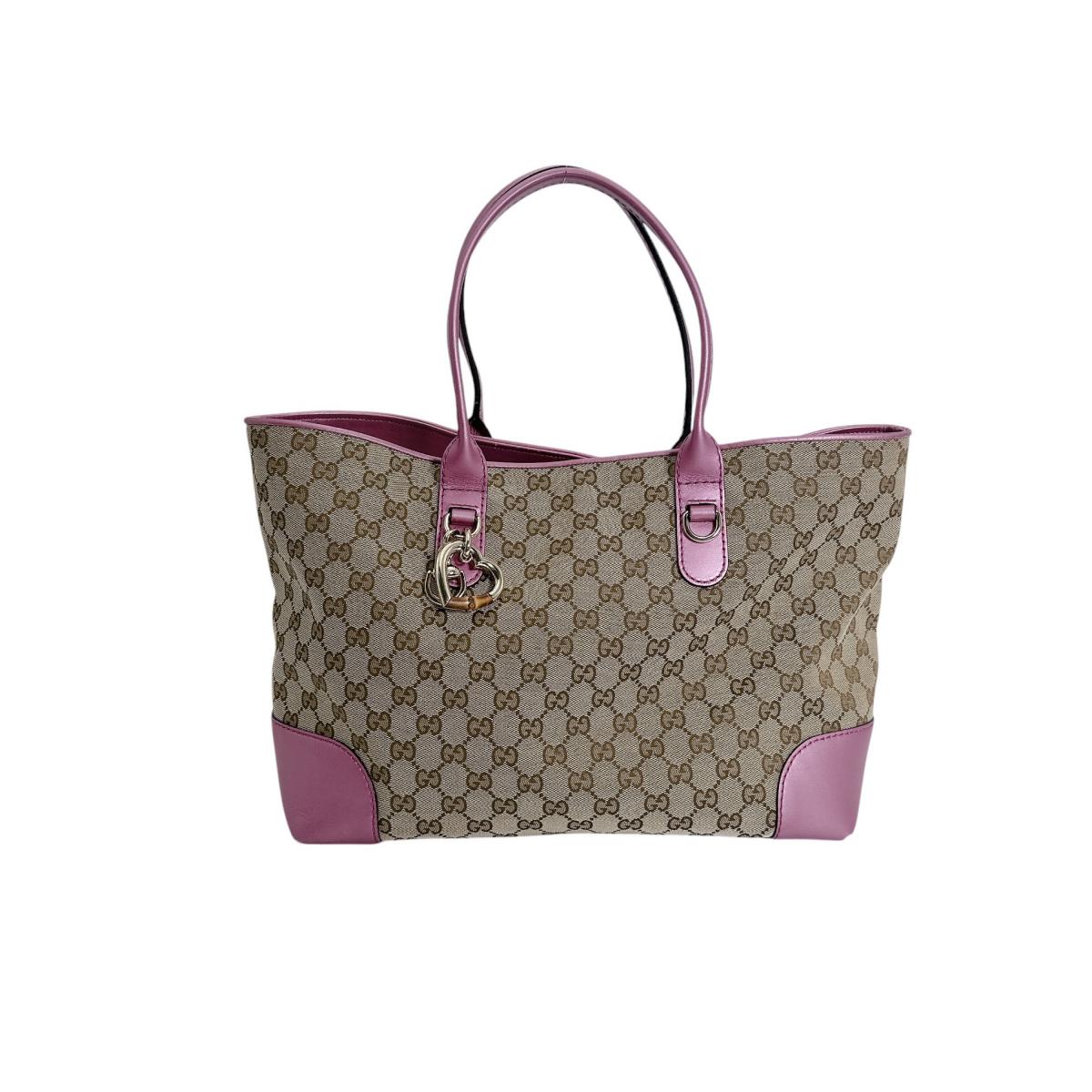グッチ GUCCI トートバッグ
 オープントート スプリーム GG GGキャンバス 269956 ブラウン×ピンク 【SS】
 【中古】