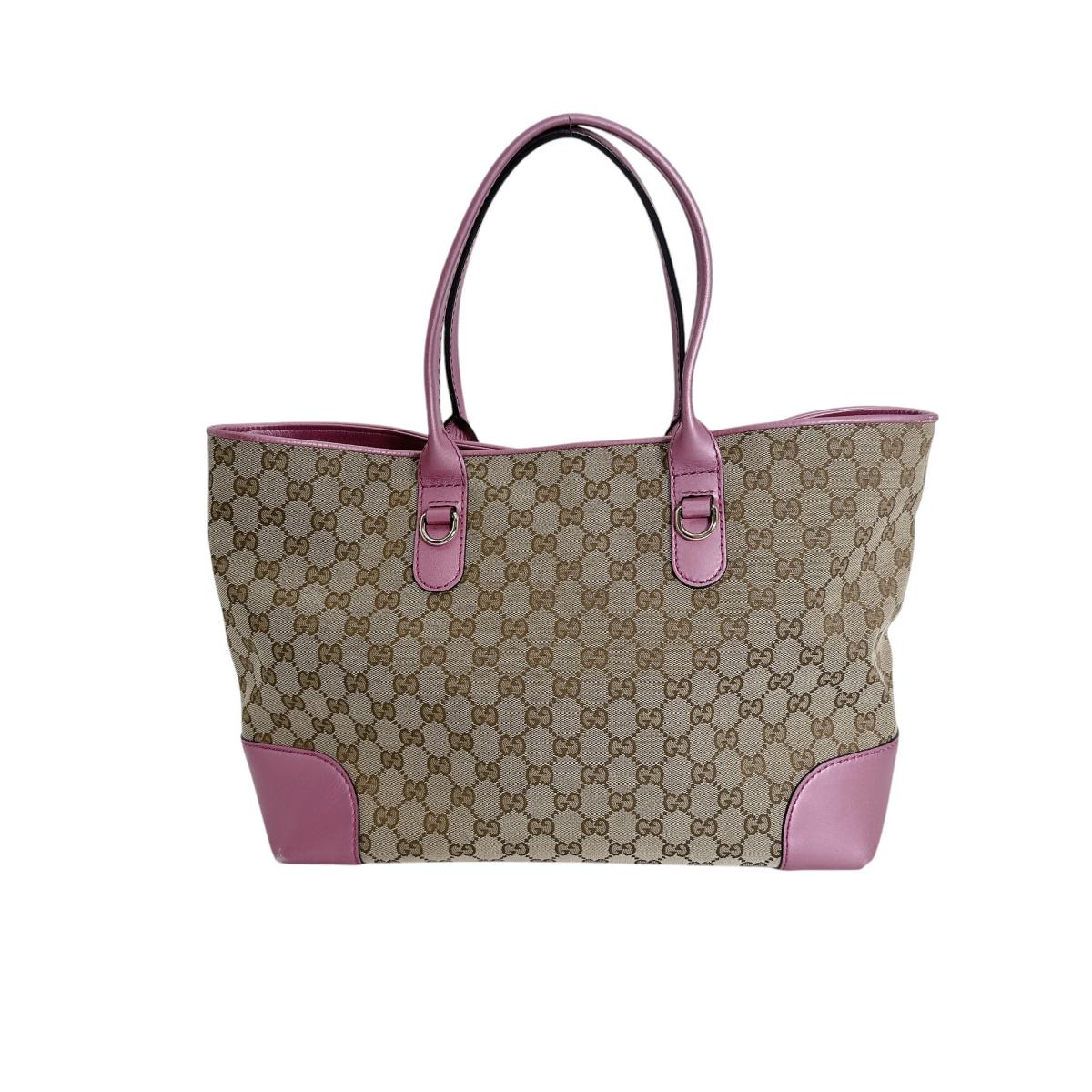 グッチ GUCCI トートバッグ
 オープントート スプリーム GG GGキャンバス 269956 ブラウン×ピンク 【SS】
 【中古】