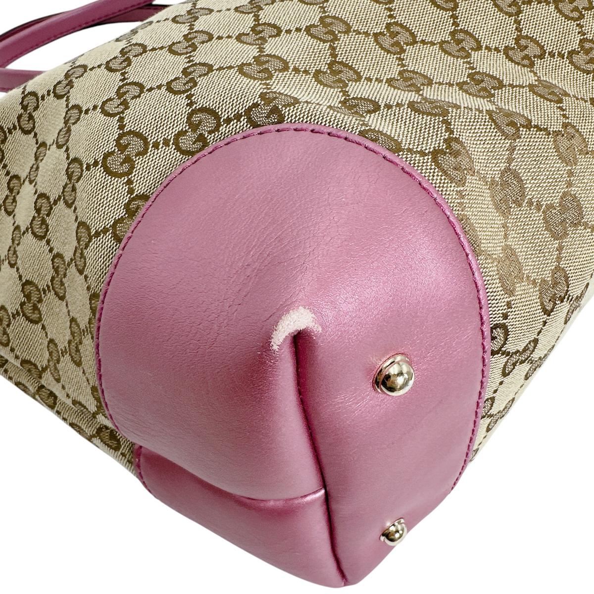 グッチ GUCCI トートバッグ
 オープントート スプリーム GG GGキャンバス 269956 ブラウン×ピンク 【SS】
 【中古】