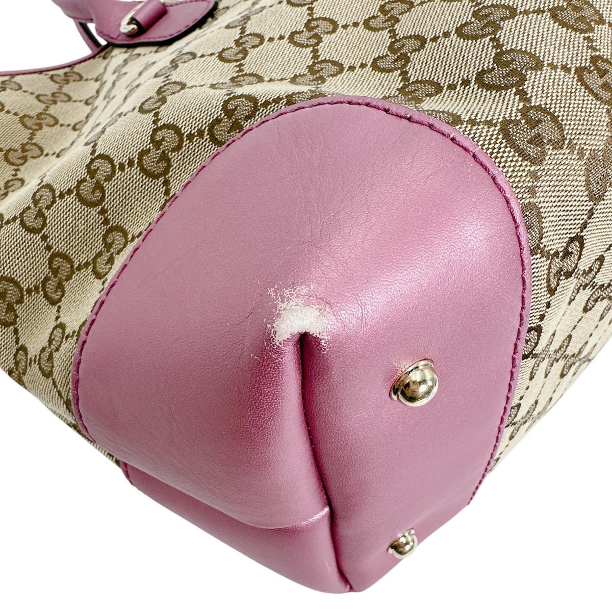 グッチ GUCCI トートバッグ
 オープントート スプリーム GG GGキャンバス 269956 ブラウン×ピンク 【SS】
 【中古】