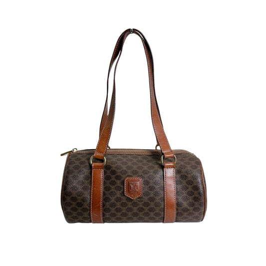 セリーヌ CELINE ボストンバッグ
 マカダム レザー ハンドバッグ レザー ブラウン 【SS】
 【中古】