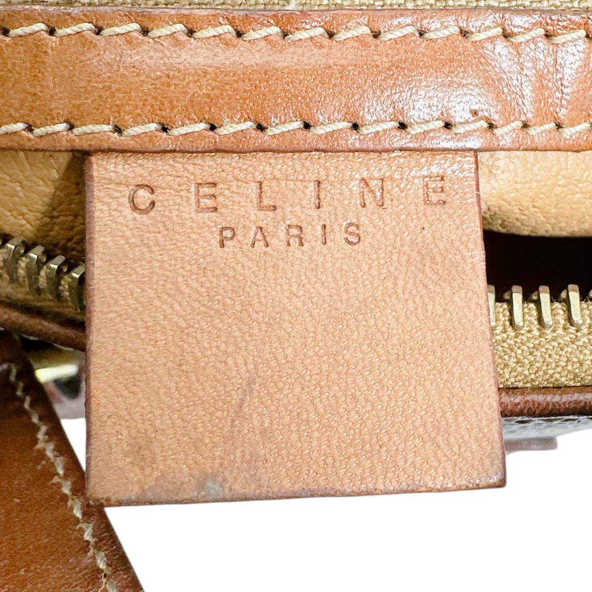 セリーヌ CELINE ボストンバッグ
 マカダム レザー ハンドバッグ レザー ブラウン 【SS】
 【中古】