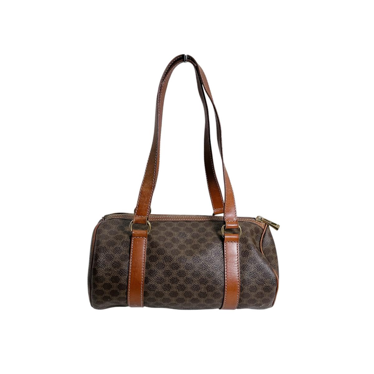 セリーヌ CELINE ボストンバッグ
 マカダム レザー ハンドバッグ レザー ブラウン 【SS】
 【中古】