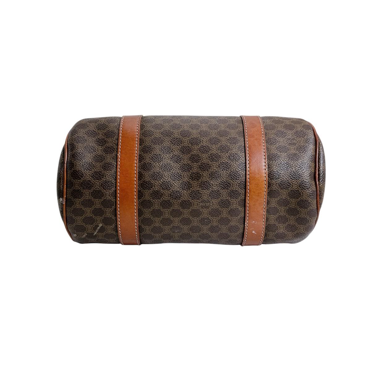 セリーヌ CELINE ボストンバッグ
 マカダム レザー ハンドバッグ レザー ブラウン 【SS】
 【中古】