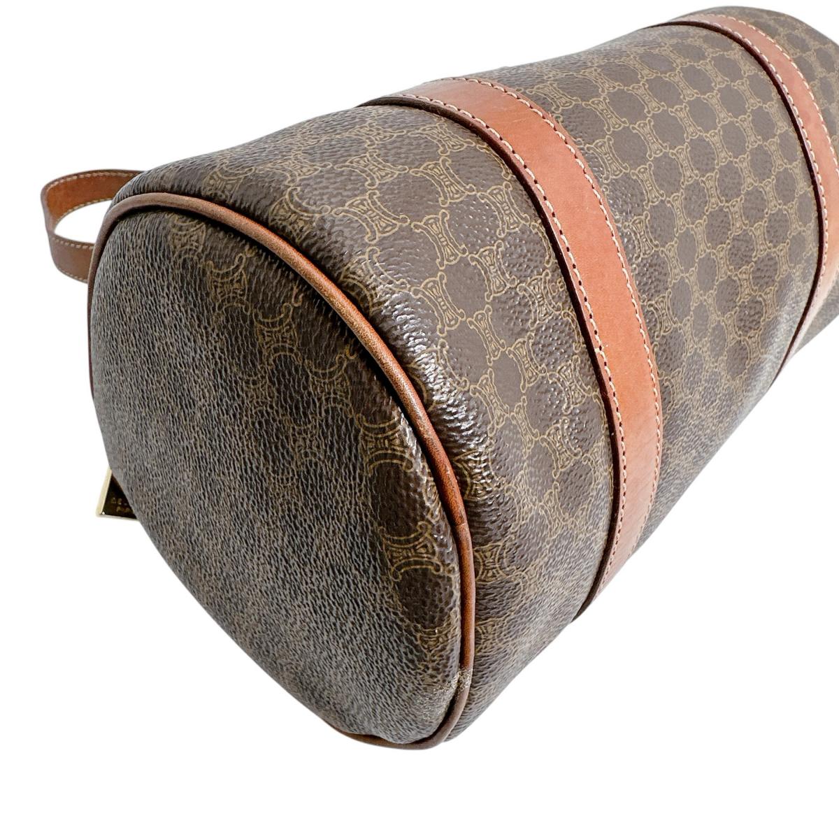 セリーヌ CELINE ボストンバッグ
 マカダム レザー ハンドバッグ レザー ブラウン 【SS】
 【中古】