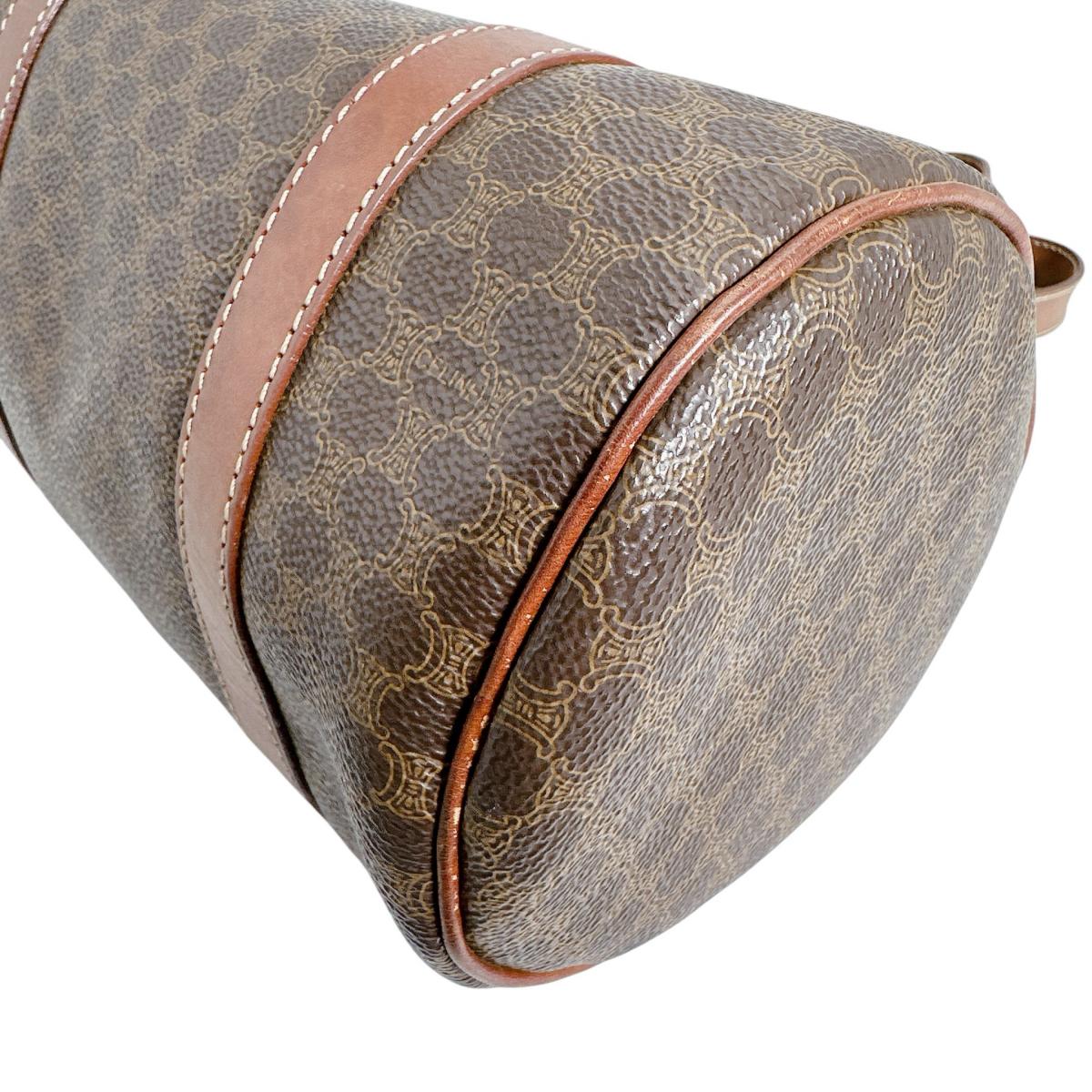 セリーヌ CELINE ボストンバッグ
 マカダム レザー ハンドバッグ レザー ブラウン 【SS】
 【中古】