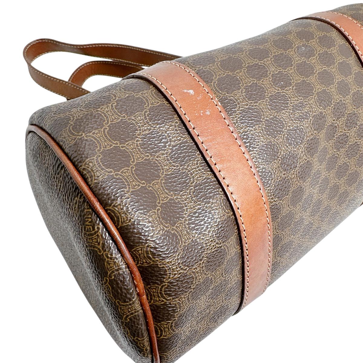 セリーヌ CELINE ボストンバッグ
 マカダム レザー ハンドバッグ レザー ブラウン 【SS】
 【中古】