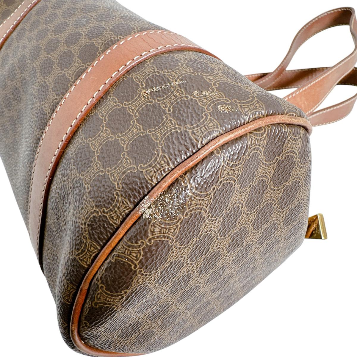 セリーヌ CELINE ボストンバッグ
 マカダム レザー ハンドバッグ レザー ブラウン 【SS】
 【中古】