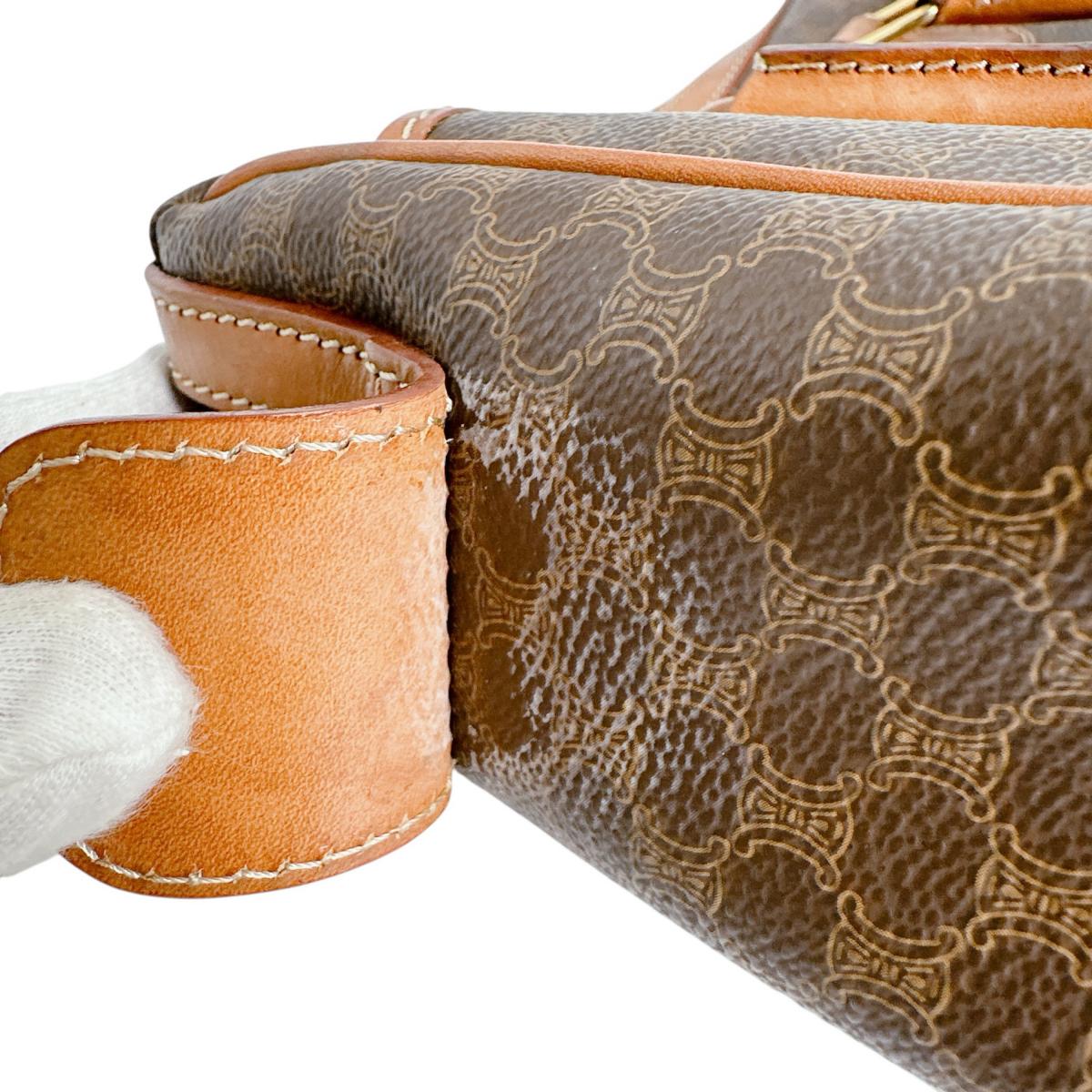 セリーヌ CELINE ハンドバッグ
 ハンドバッグ レザー マカダム レザー ブラウン 【SS】
 【中古】