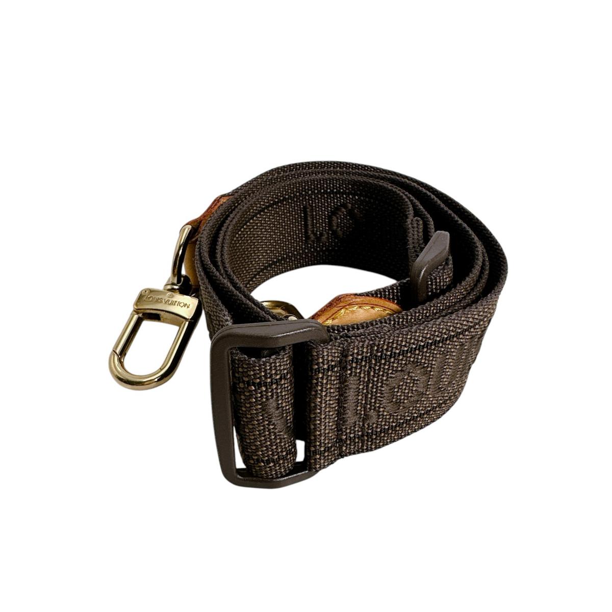 ルイヴィトン LOUIS VUITTON ショルダーストラップ
 肩掛けストラップ ゴールド金具 バッグ用 ブラウン LV
 【SS】
 【中古】