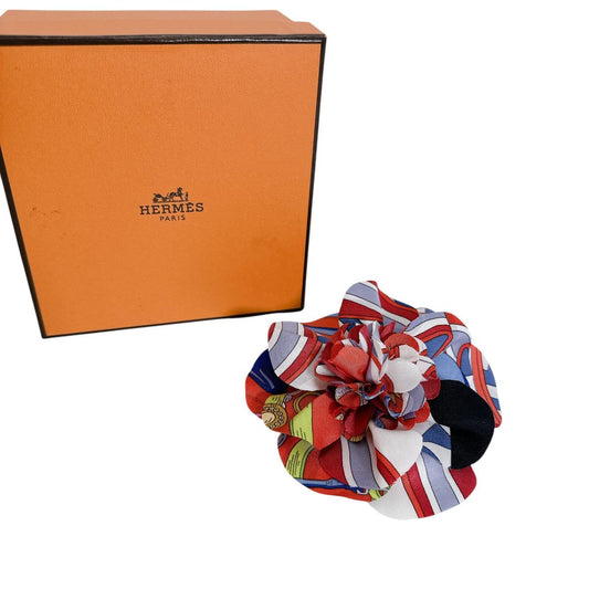 エルメス HERMES ブローチ
 コサージュ シルク フラワー シルク レッド 【SS】
 【中古】
