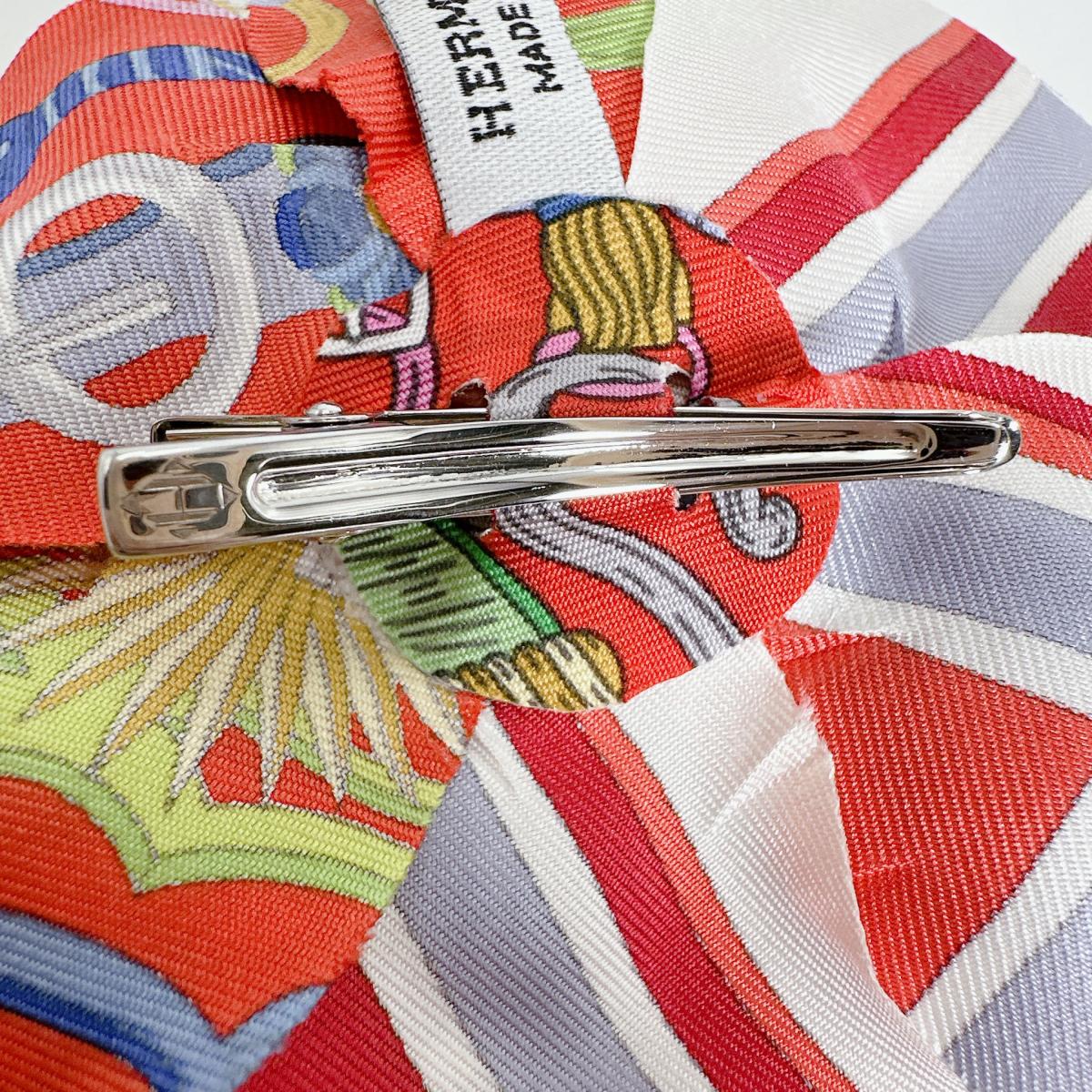 エルメス HERMES ブローチ
 コサージュ シルク フラワー シルク レッド 【SS】
 【中古】