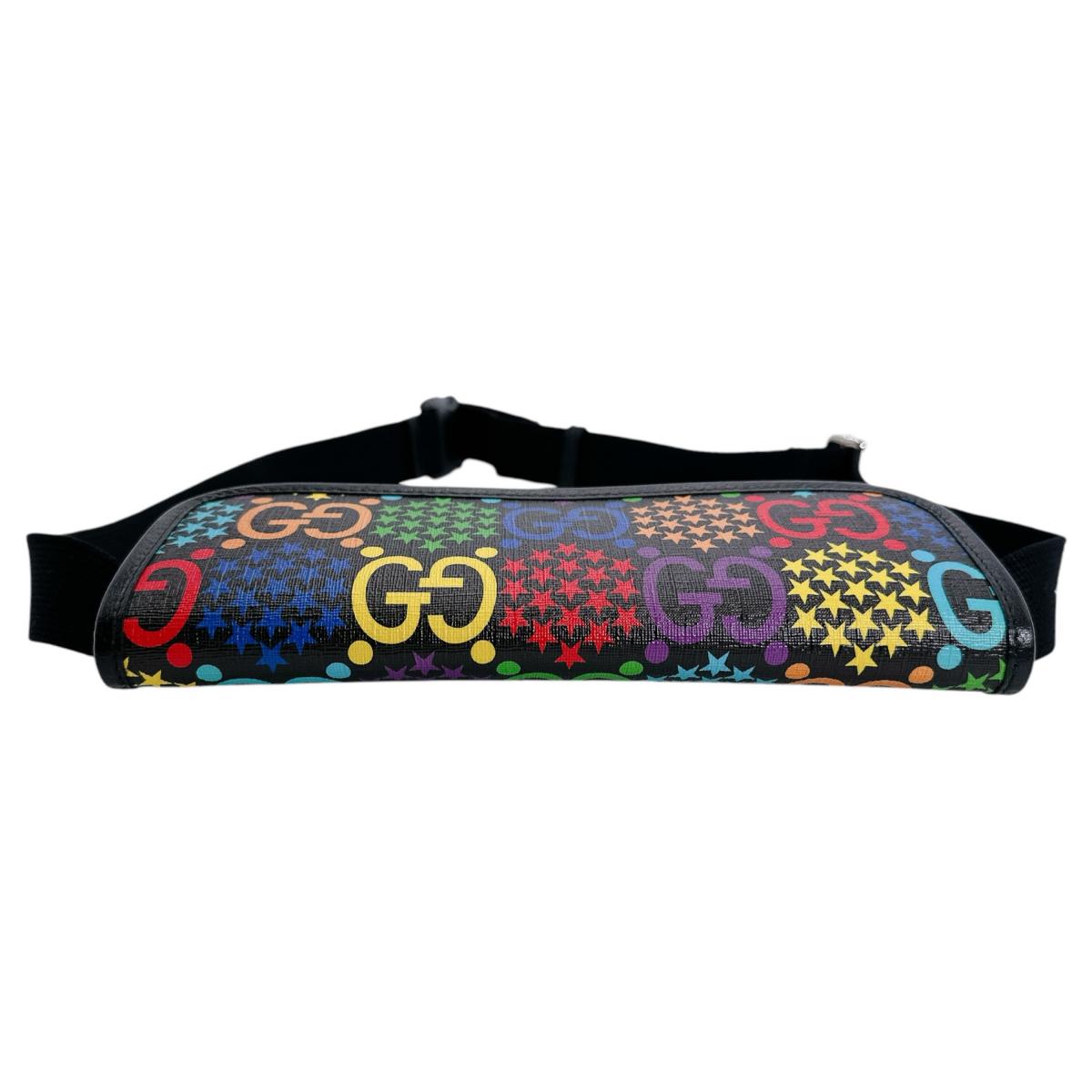 グッチ GUCCI ウエストバッグ
 ウエストポーチ ボディバッグ GGサイケデリック レザー 598113 ブラック×マルチカラー 【SS】
 【中古】