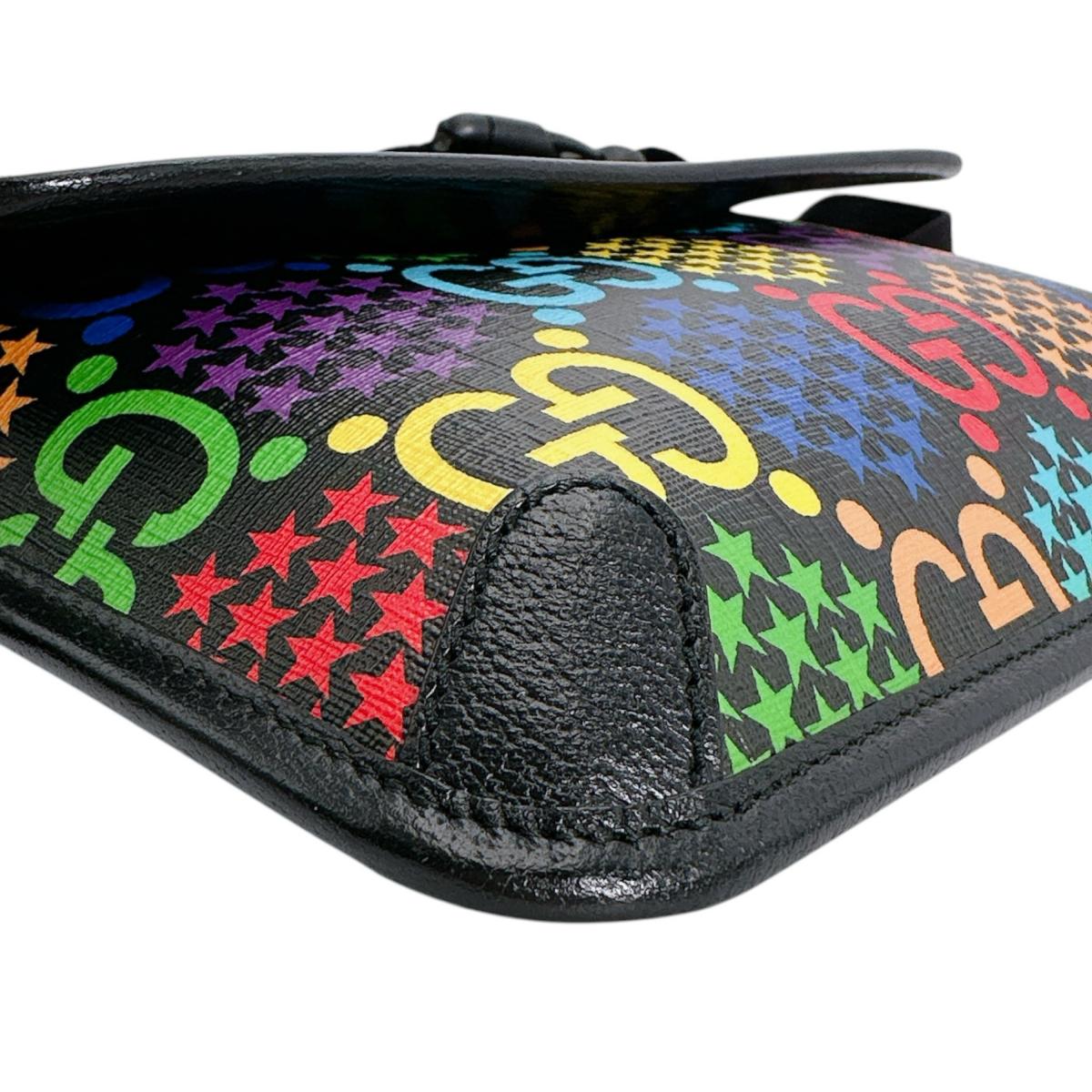 グッチ GUCCI ウエストバッグ
 ウエストポーチ ボディバッグ GGサイケデリック レザー 598113 ブラック×マルチカラー 【SS】
 【中古】