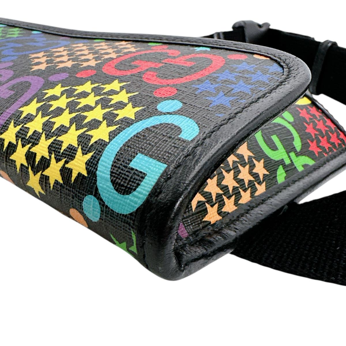 グッチ GUCCI ウエストバッグ
 ウエストポーチ ボディバッグ GGサイケデリック レザー 598113 ブラック×マルチカラー 【SS】
 【中古】