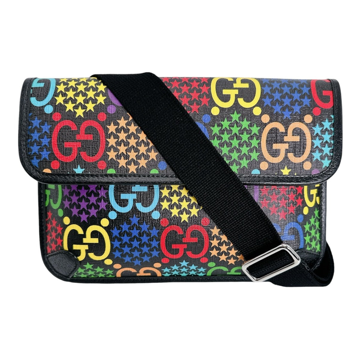 グッチ GUCCI ウエストバッグ
 ウエストポーチ ボディバッグ GGサイケデリック レザー 598113 ブラック×マルチカラー 【SS】
 【中古】