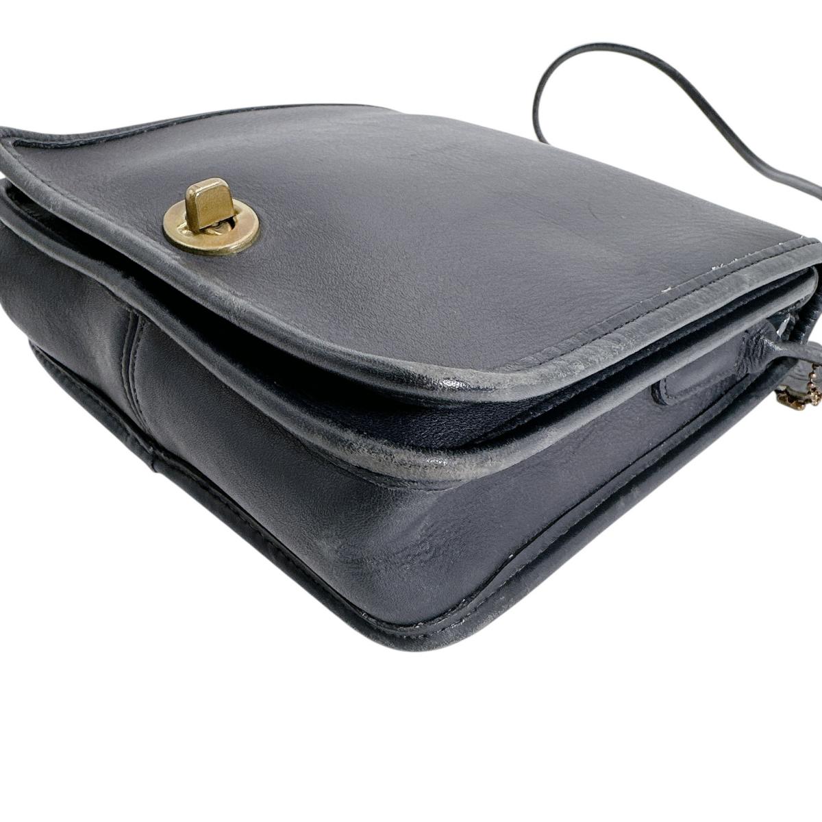 コーチ COACH ショルダーバッグ
 ターンロック オールドコーチ ヴィンテージ レザー 107 ネイビー 【SS】
 【中古】