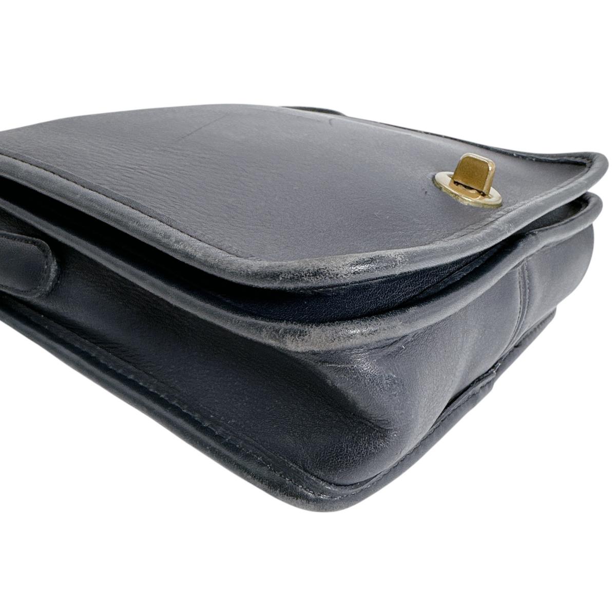 コーチ COACH ショルダーバッグ
 ターンロック オールドコーチ ヴィンテージ レザー 107 ネイビー 【SS】
 【中古】