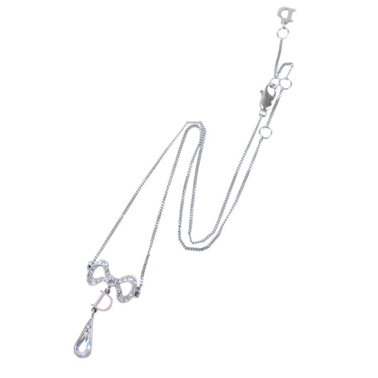 クリスチャンディオール Christian Dior ネックレス
 ネックレス ラインストーン リボンモチーフ ステンレススチール シルバー 【SS】
 【中古】